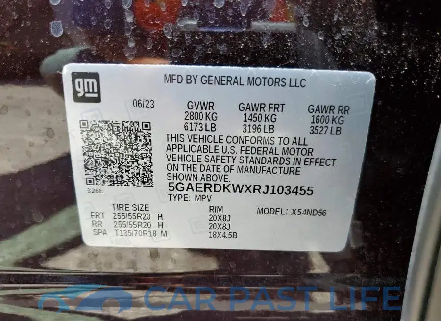 5GAERDKWXRJ103455# 14