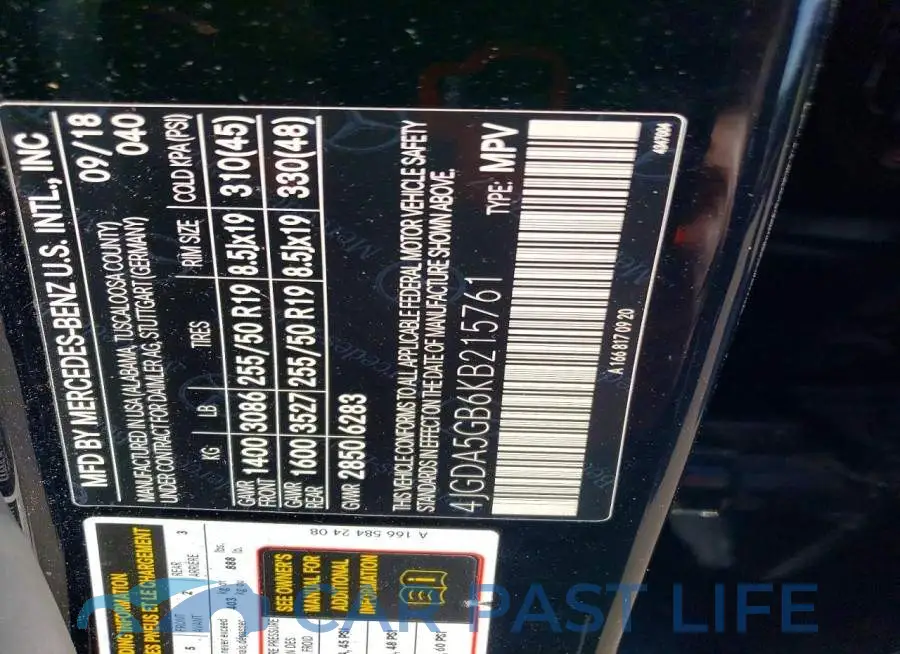 4JGDA5GB6KB215761# 13
