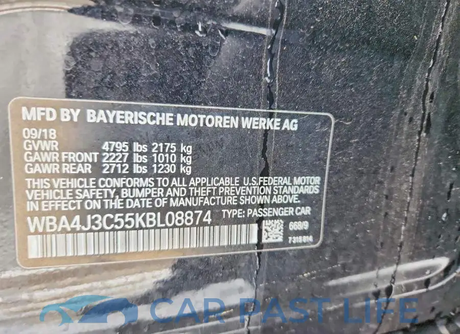 WBA4J3C55KBL08874# 12