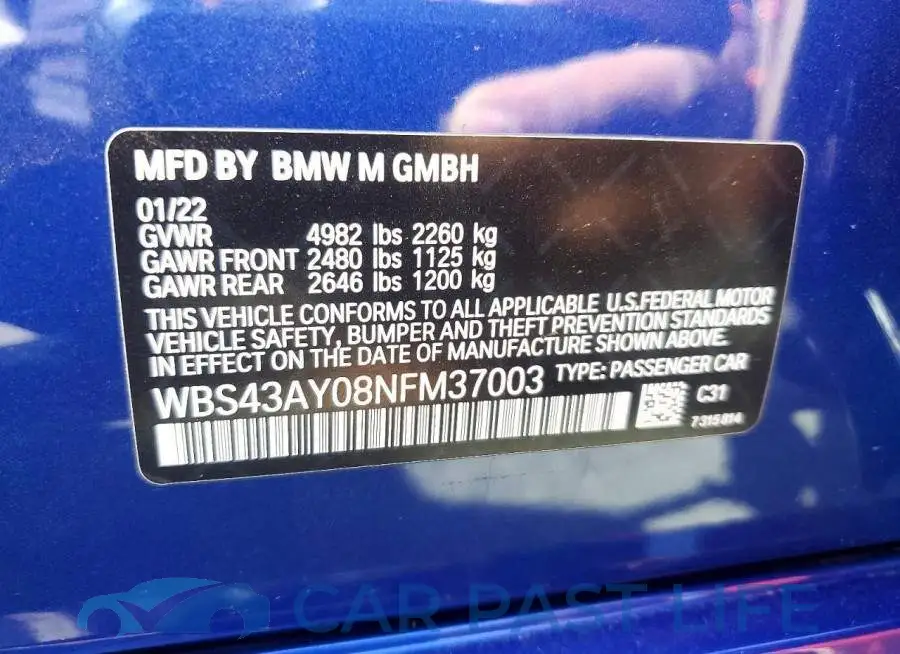 WBS43AY08NFM37003# 12