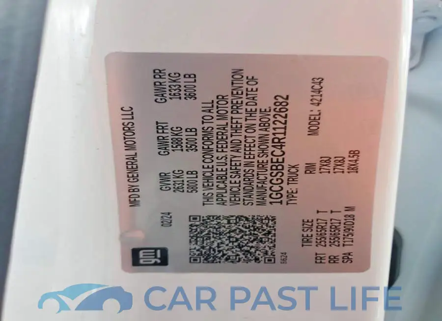 1GCGSBEC4R1122682# 12