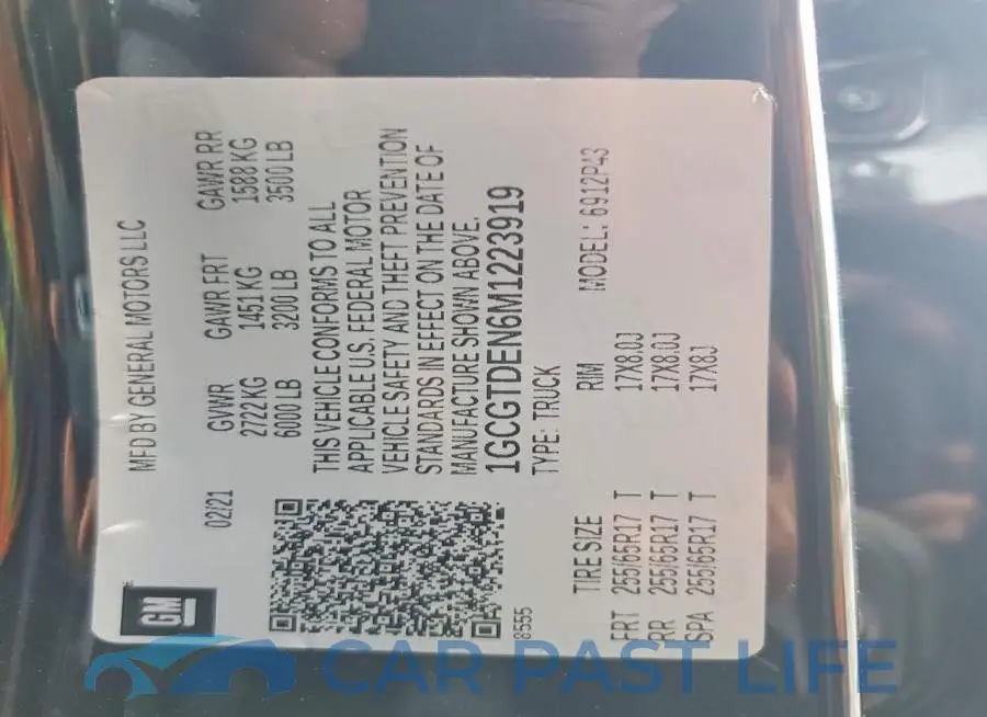 1GCGTDEN6M1223919# 12