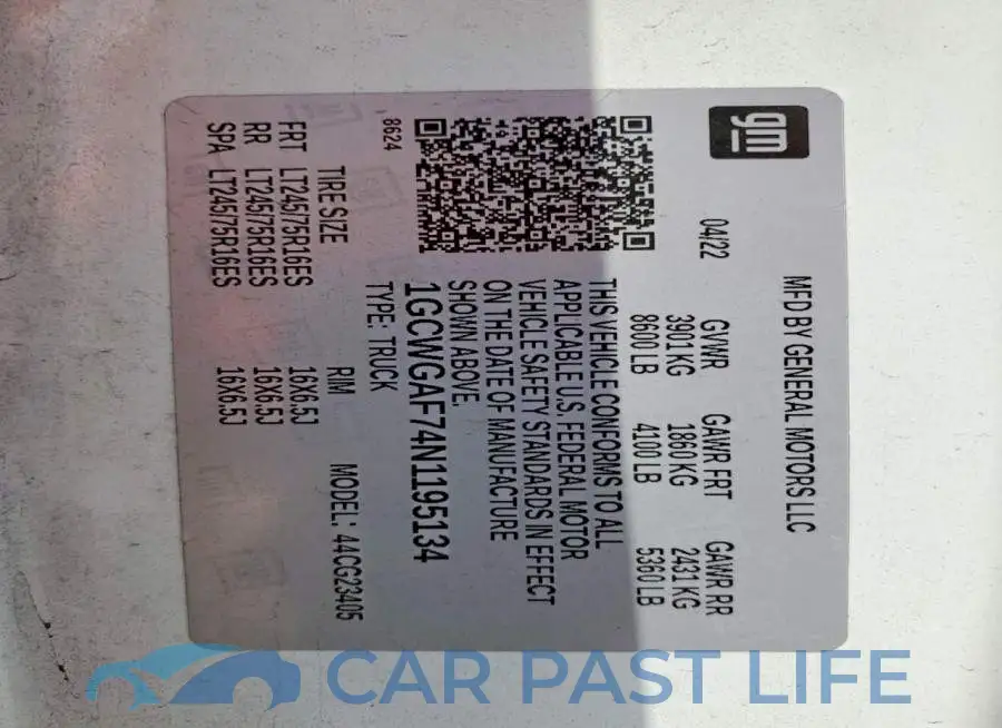 1GCWGAF74N1195134# 13
