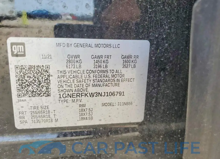 1GNERFKW3NJ106791# 13
