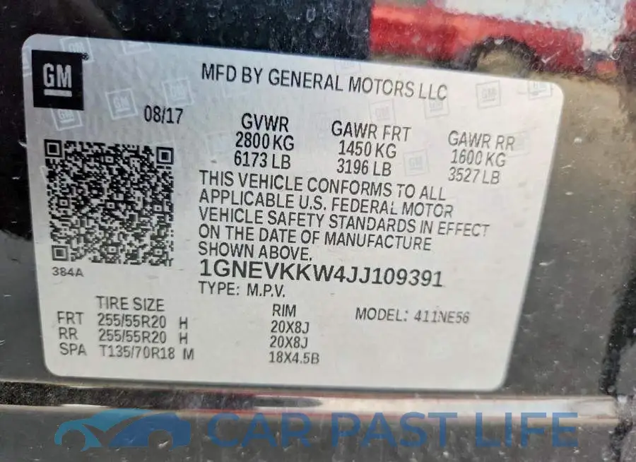 1GNEVKKW4JJ109391# 14