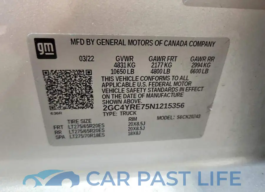2GC4YRE75N1215356# 12