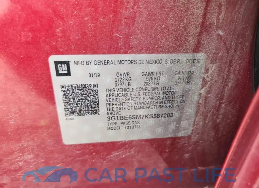 3G1BE6SM7KS587203# 12