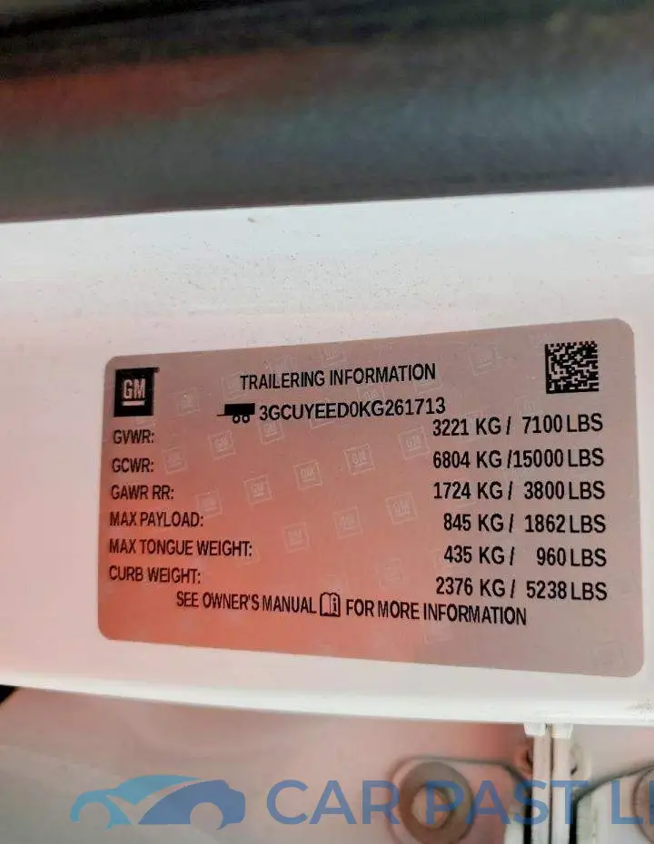 3GCUYEED0KG261713# 12