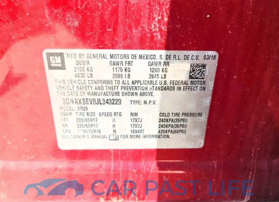 3GNAXSEV8JL343229# 12