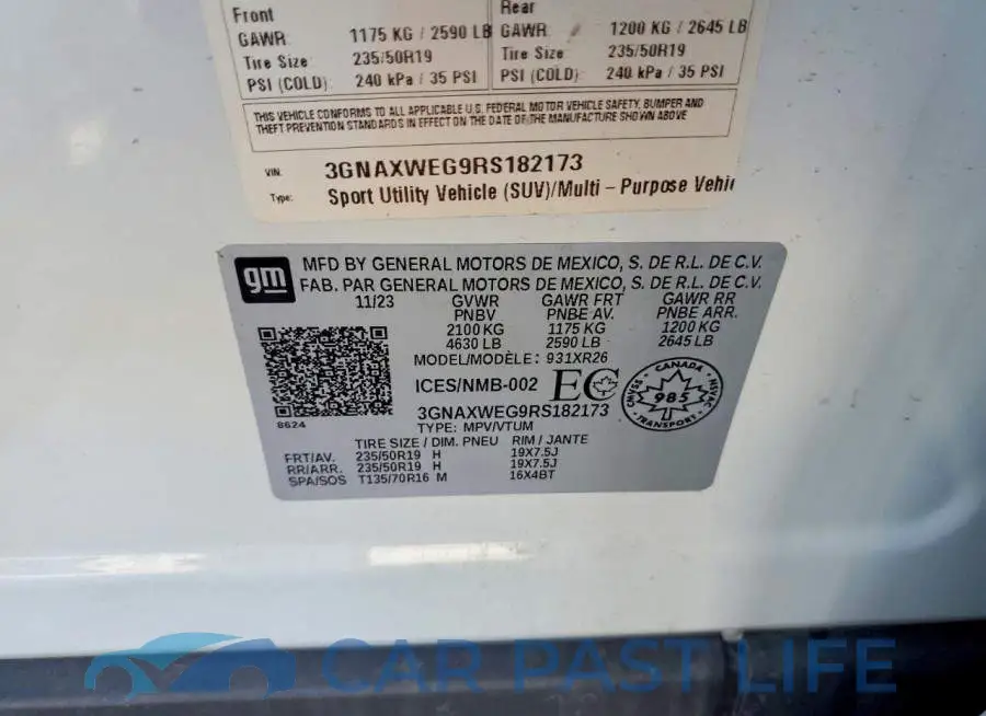 3GNAXWEG9RS182173# 13