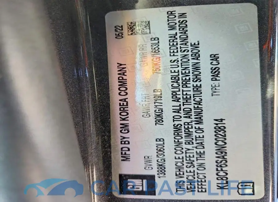 KL8CF6SA9NC023814# 12