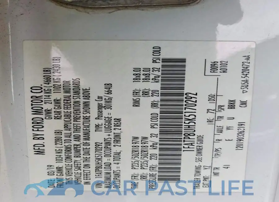 1FATP8UH5K5170292# 12