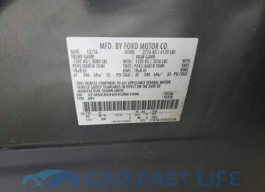 1FM5K8DH0HGB61090# 13