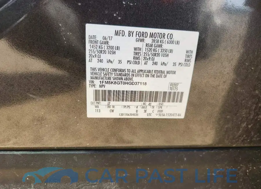 1FM5K8GT0HGD37118# 13