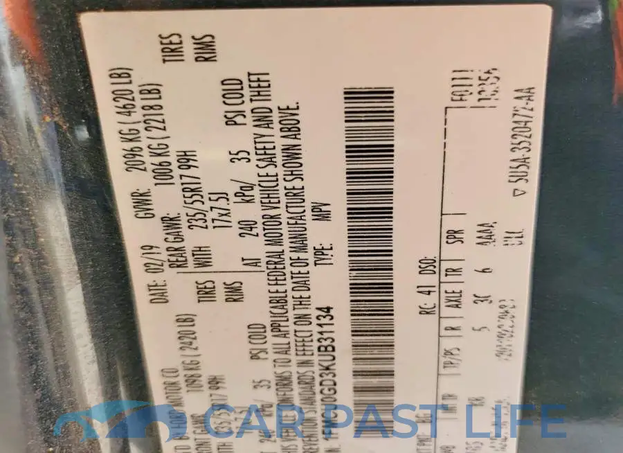 1FMCU0GD3KUB31134# 13
