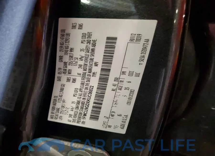 1FMCU9GDXKUC06822# 13