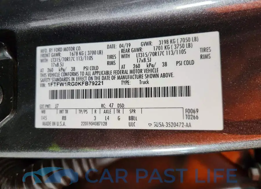1FTFW1RG0KFB79221# 12