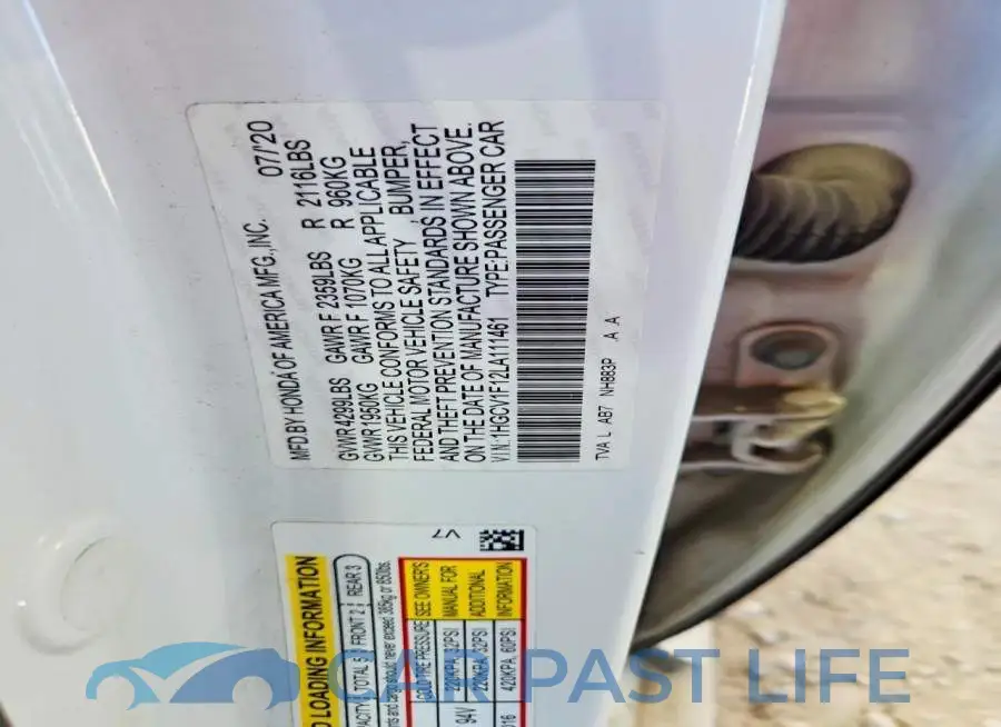 1HGCV1F12LA111461# 12