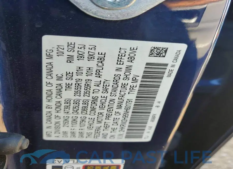 2HKRW2H95NH601791# 12