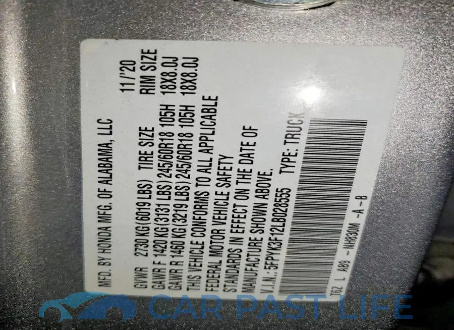 5FPYK3F12LB028555# 12