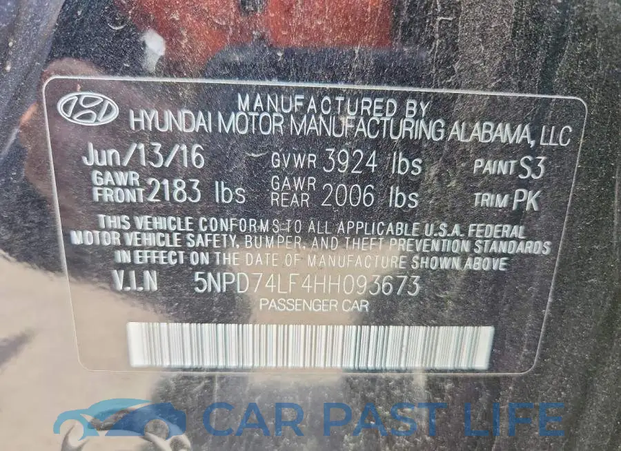 5NPD74LF4HH093673# 12