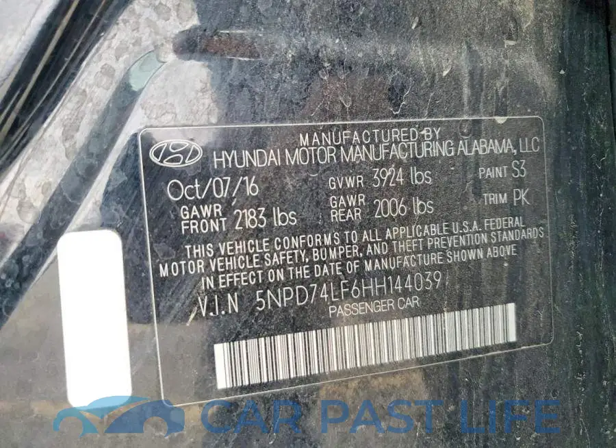 5NPD74LF6HH144039# 12