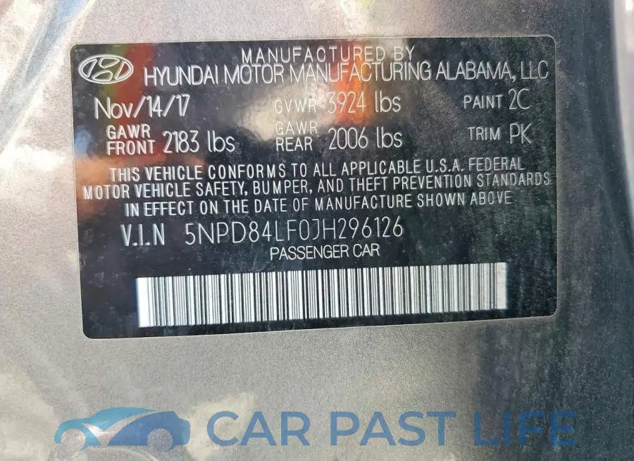 5NPD84LF0JH296126# 12