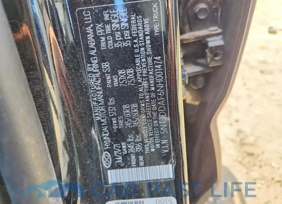 5NTJDDAF6NH001474# 13