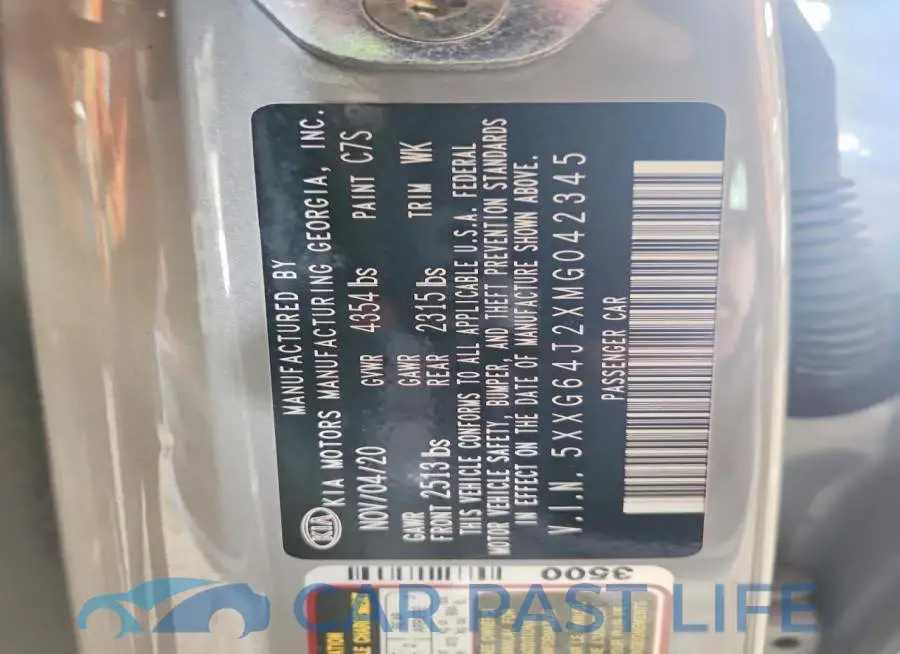 5XXG64J2XMG042345# 12