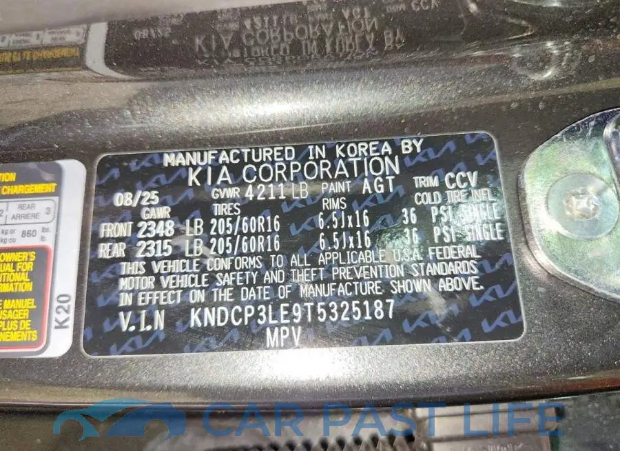 KNDCP3LE9T5325187# 13