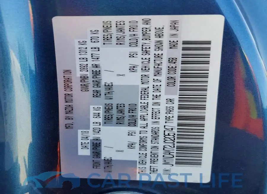 JM1NDAM72J0205747# 12