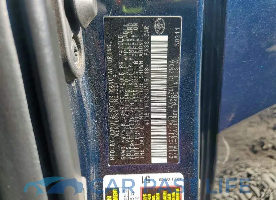 4T1B11HK2KU746118# 12
