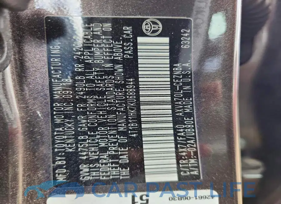 4T1B11HK7KU688944# 12