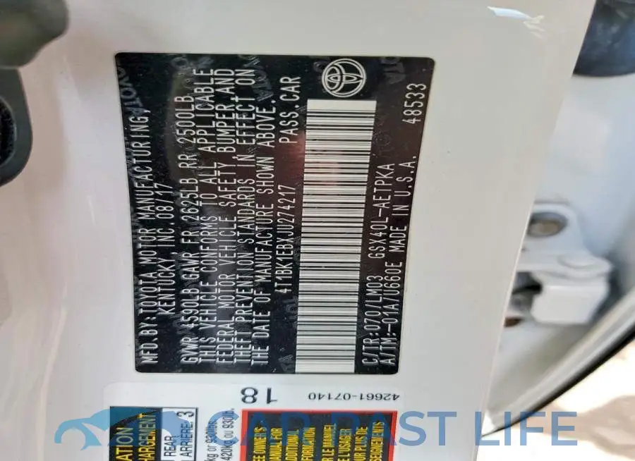 4T1BK1EBXJU274217# 12