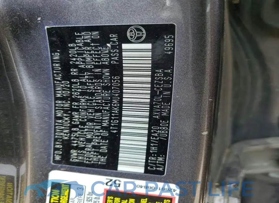 4T1G11AK6MU407056# 12