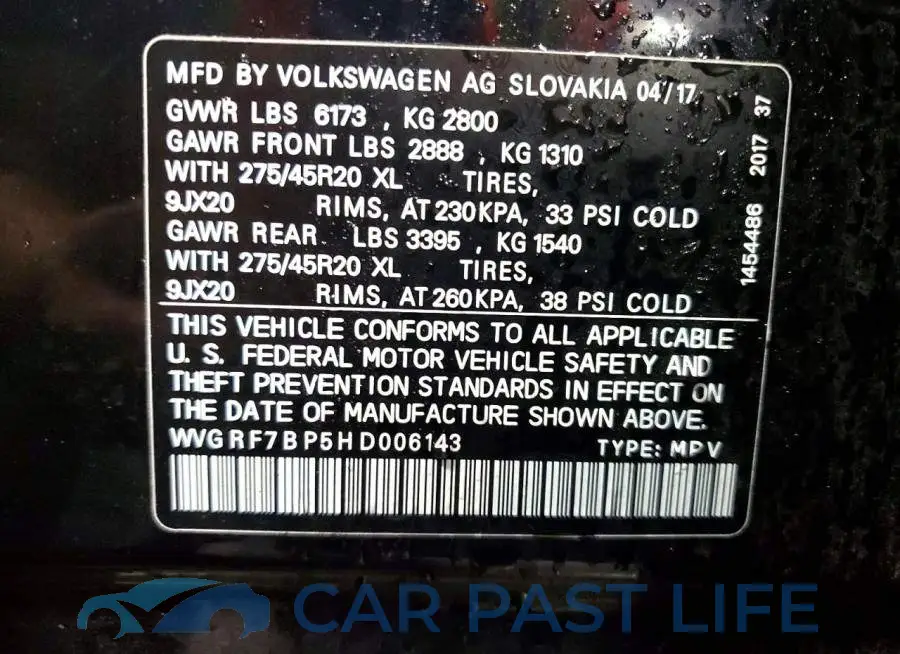 WVGRF7BP5HD006143# 13