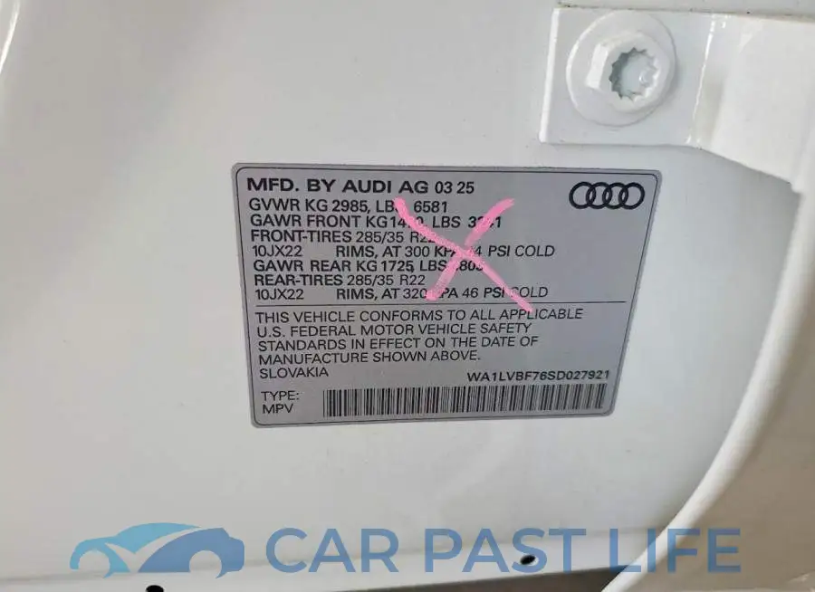 WA1LVBF76SD027921# 14