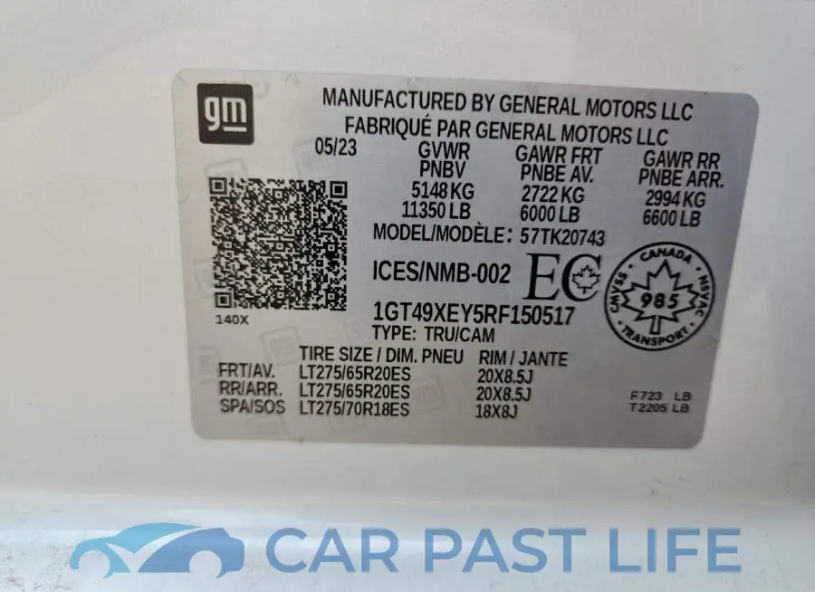 1GT49XEY5RF150517# 12