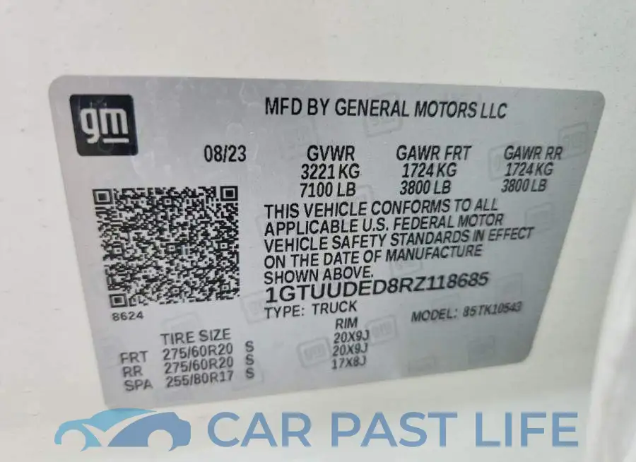 1GTUUDED8RZ118685# 12