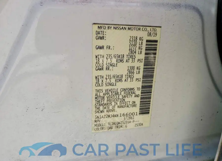 5N1AZ2MJ4KN166001# 13