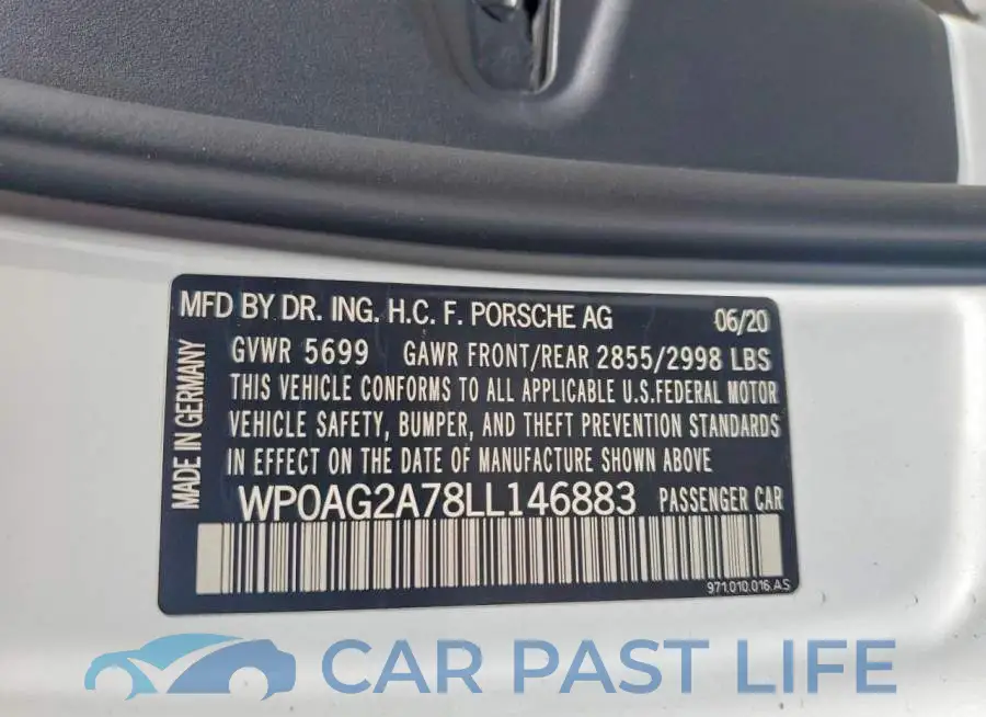WP0AG2A78LL146883# 12