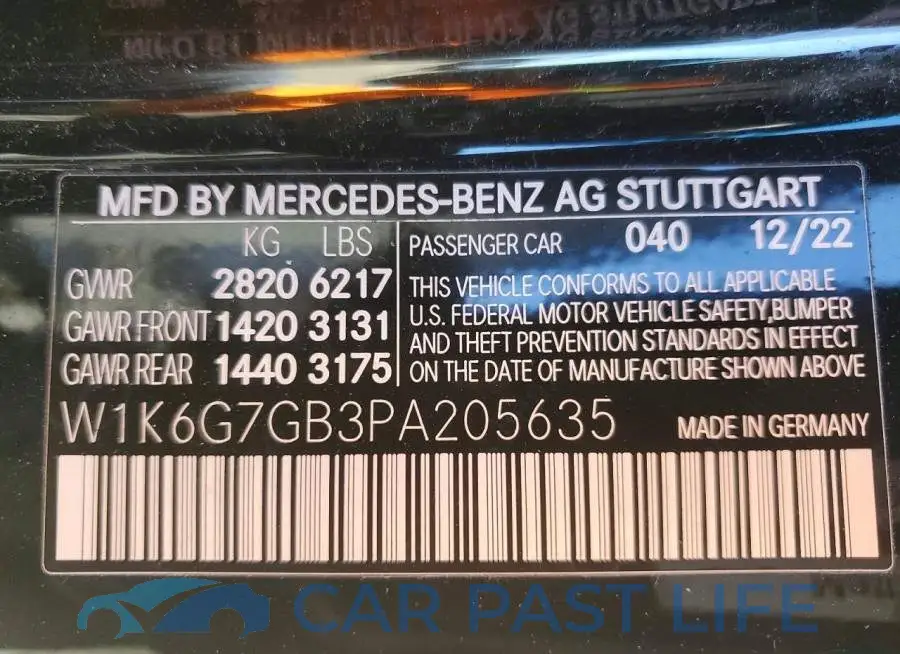 W1K6G7GB3PA205635# 12