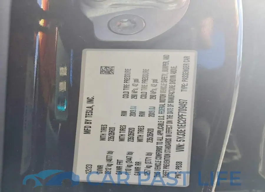 5YJ3E1EC2PF709497# 12
