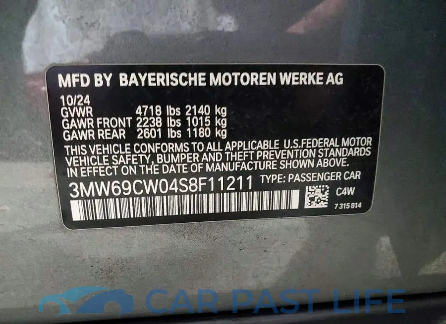 3MW69CW04S8F11211# 12