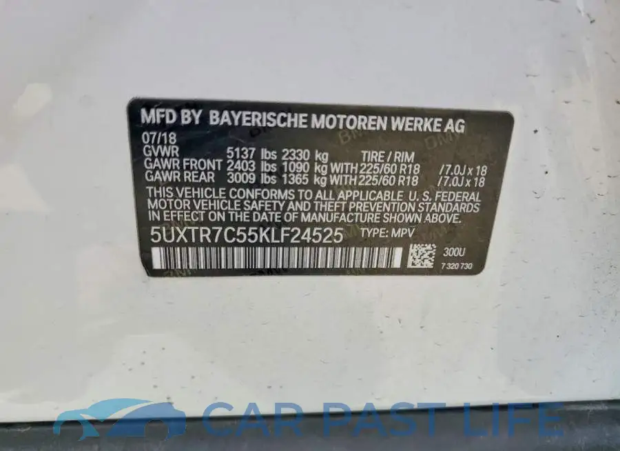 5UXTR7C55KLF24525# 13