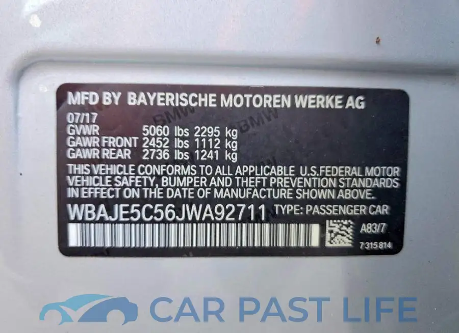 WBAJE5C56JWA92711# 12