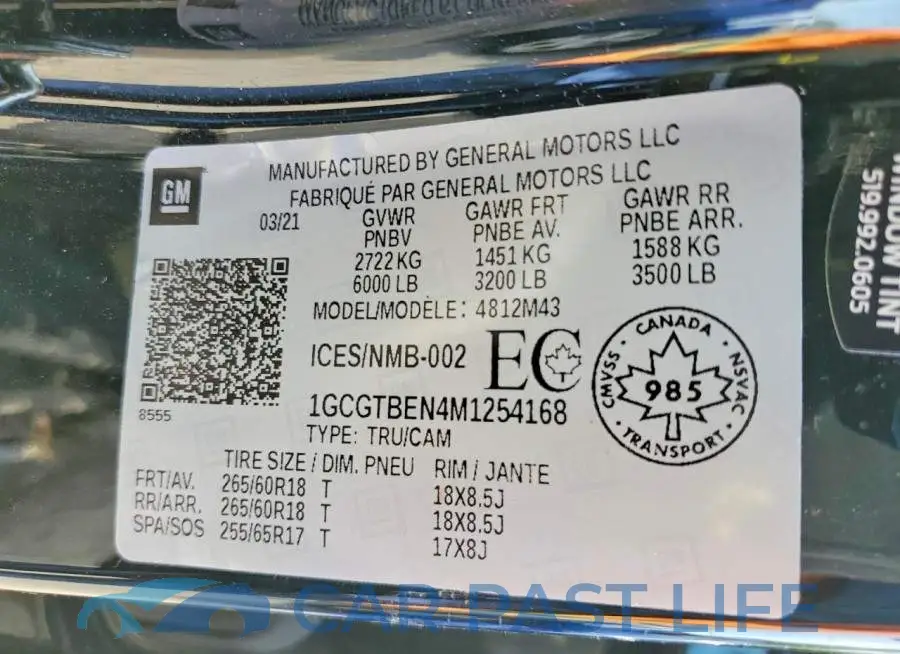 1GCGTBEN4M1254168# 12