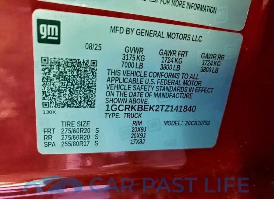 1GCRKBEK2TZ141840# 12