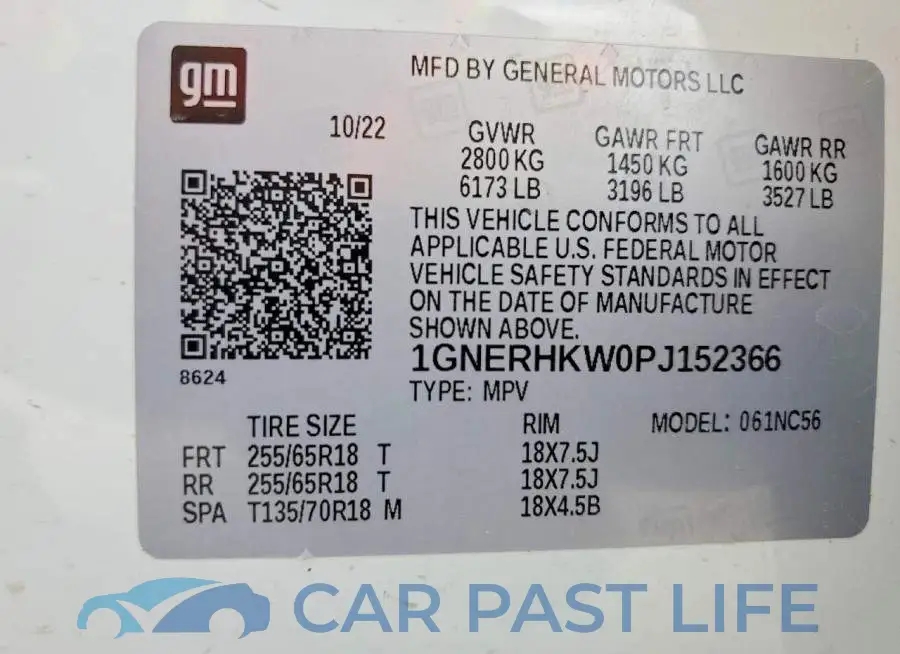 1GNERHKW0PJ152366# 13