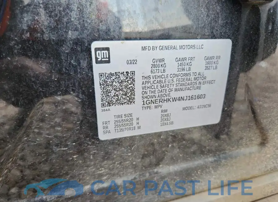 1GNERHKW4NJ161603# 13